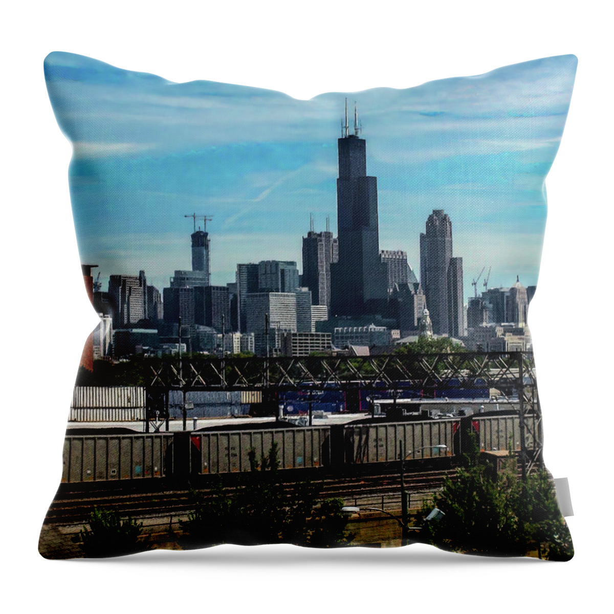 Chicago Throw Pillow featuring the photograph Chicago Skyline by Flees Photos