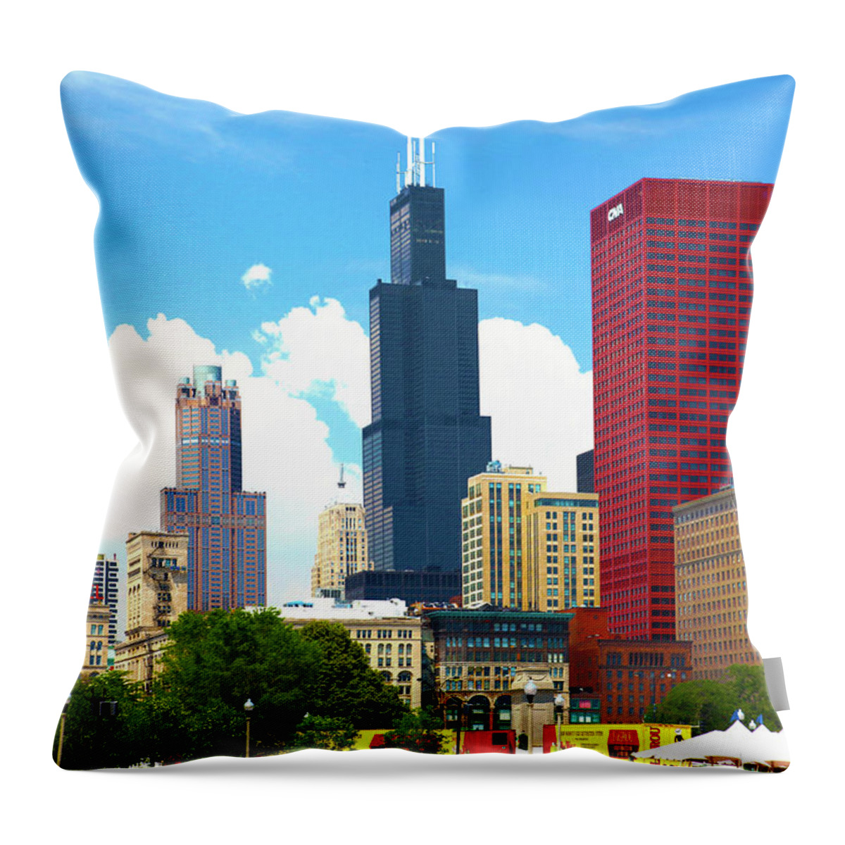 Architecture Throw Pillow featuring the photograph Chicago Skyline Sears Tower Grant Park by Patrick Malon