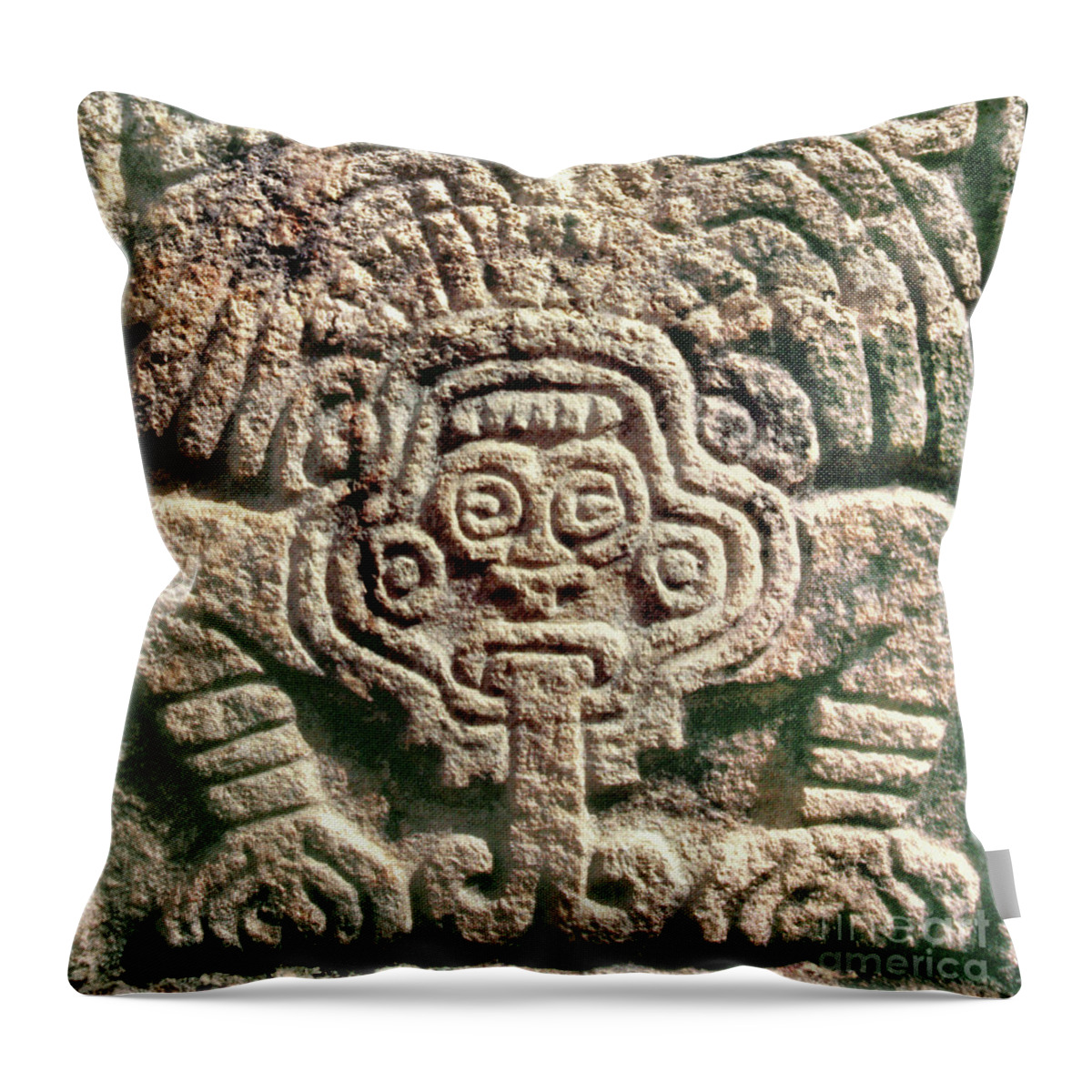 Chichen Itza Throw Pillow featuring the photograph Chichen Itza relief art prints - Serpent Bird by Sharon Hudson