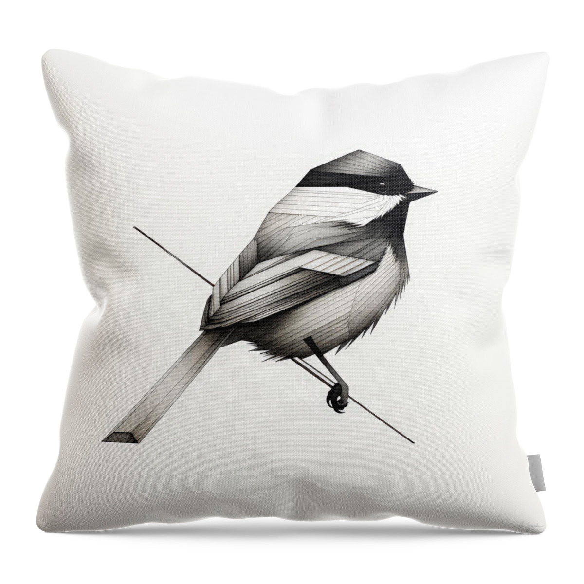 Chickadee Throw Pillow featuring the painting Chickadee Modern Art by Lourry Legarde