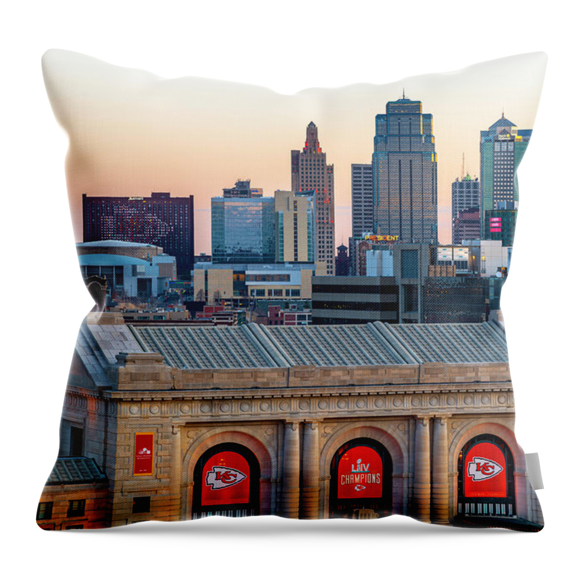 Kansas City Throw Pillow featuring the photograph Chiefs Kingdom Dawn II by Ryan Heffron