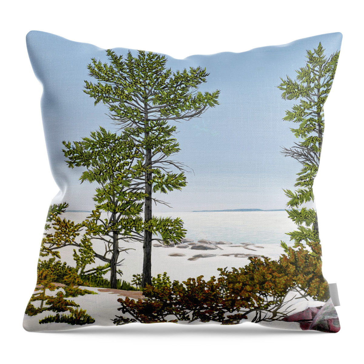 Georgian Bay Throw Pillow featuring the painting Chikanishing Winter by Kenneth M Kirsch