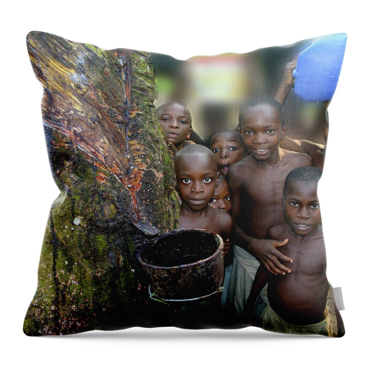 Boys Throw Pillow featuring the photograph Children of the Rubber Forest by Wayne King