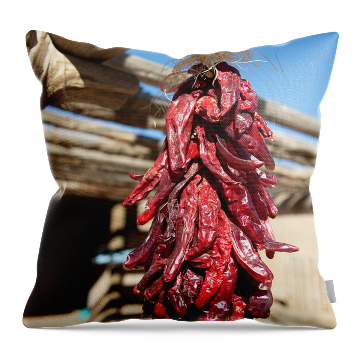 New Mexico Throw Pillow featuring the photograph Taos Ristra by Jennifer Kane Webb