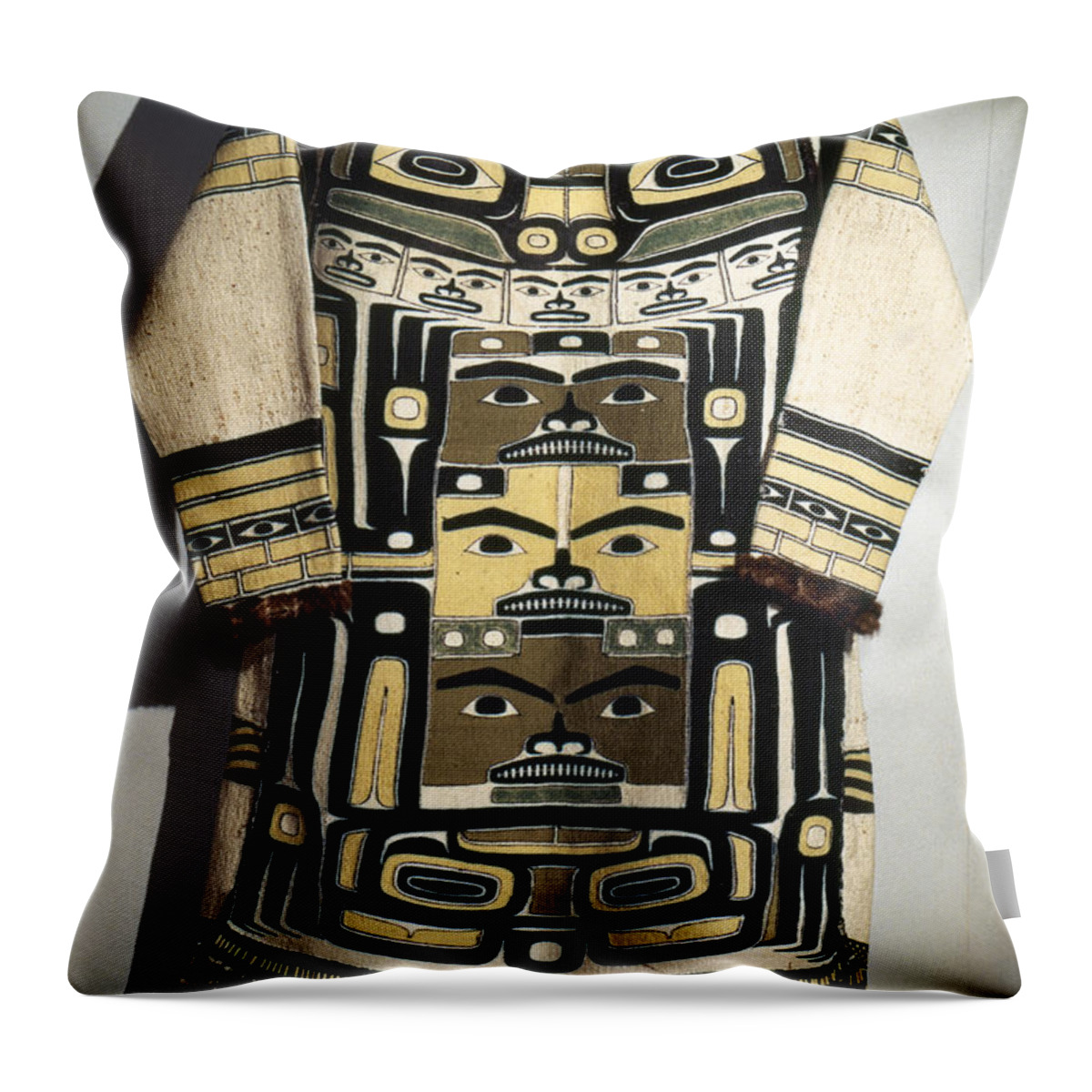Antique Throw Pillow featuring the tapestry - textile Chilkat Tunic by Granger