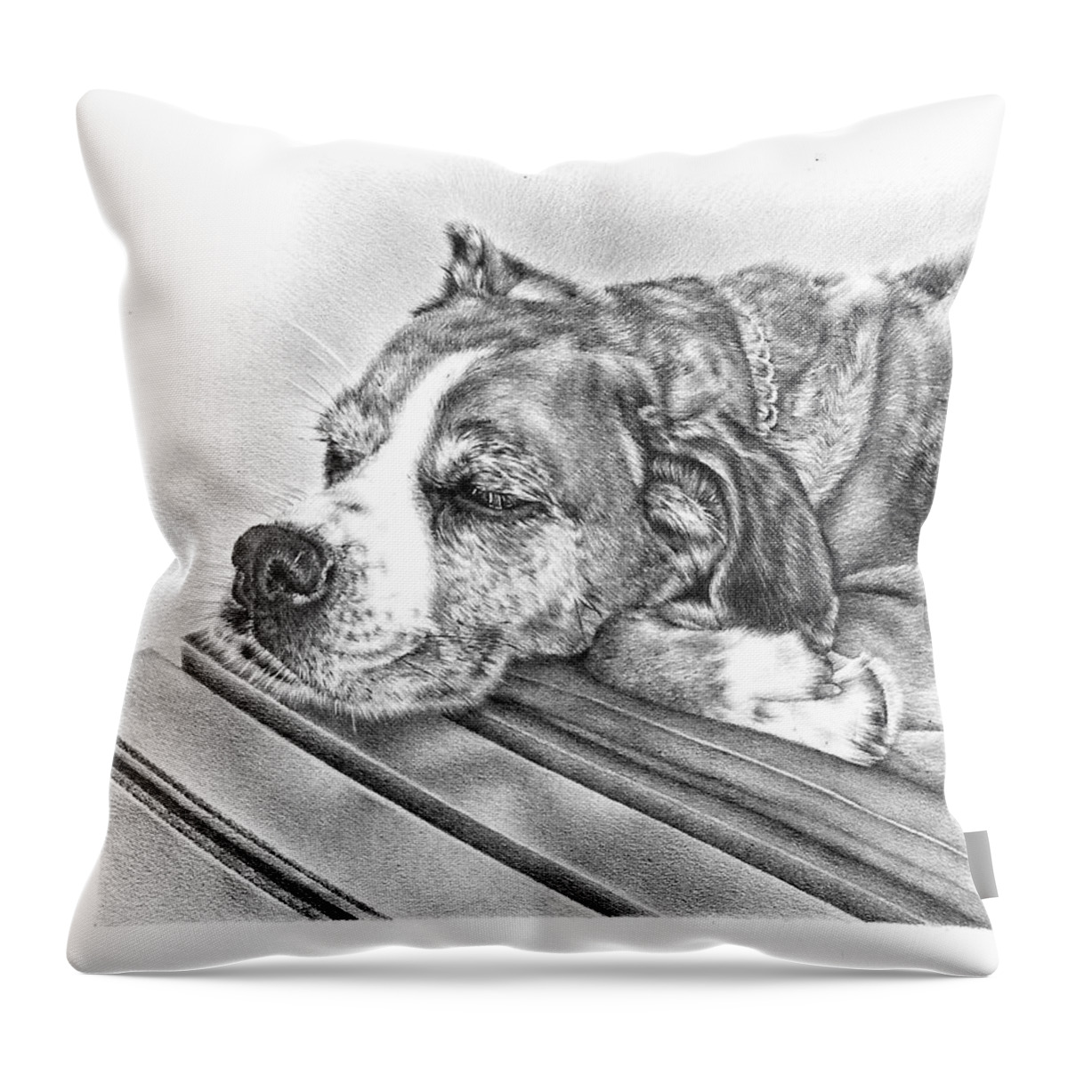 Dog Throw Pillow featuring the drawing Chilling Pooch by Casey 'Remrov' Vormer