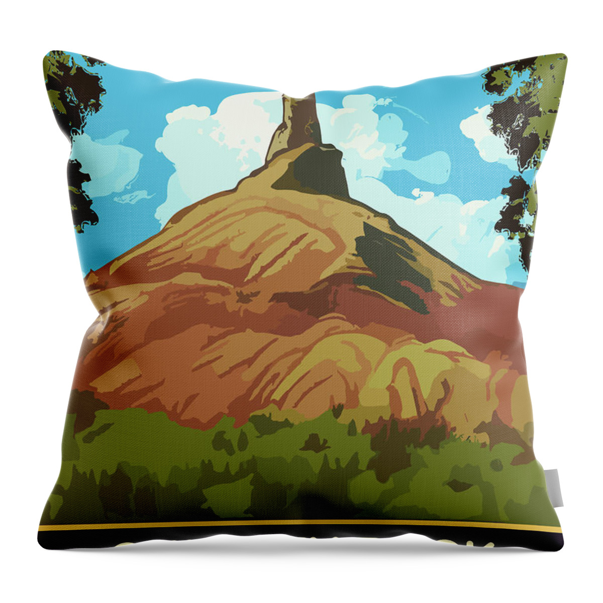 Chimney Rock Throw Pillow featuring the digital art Chimney Rock, Nebraska by Long Shot