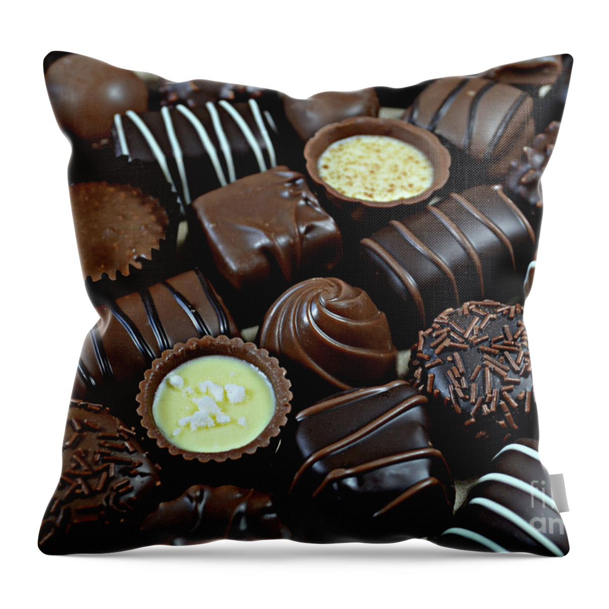 Chocolate Throw Pillow featuring the photograph Chocolates by Vivian Krug Cotton