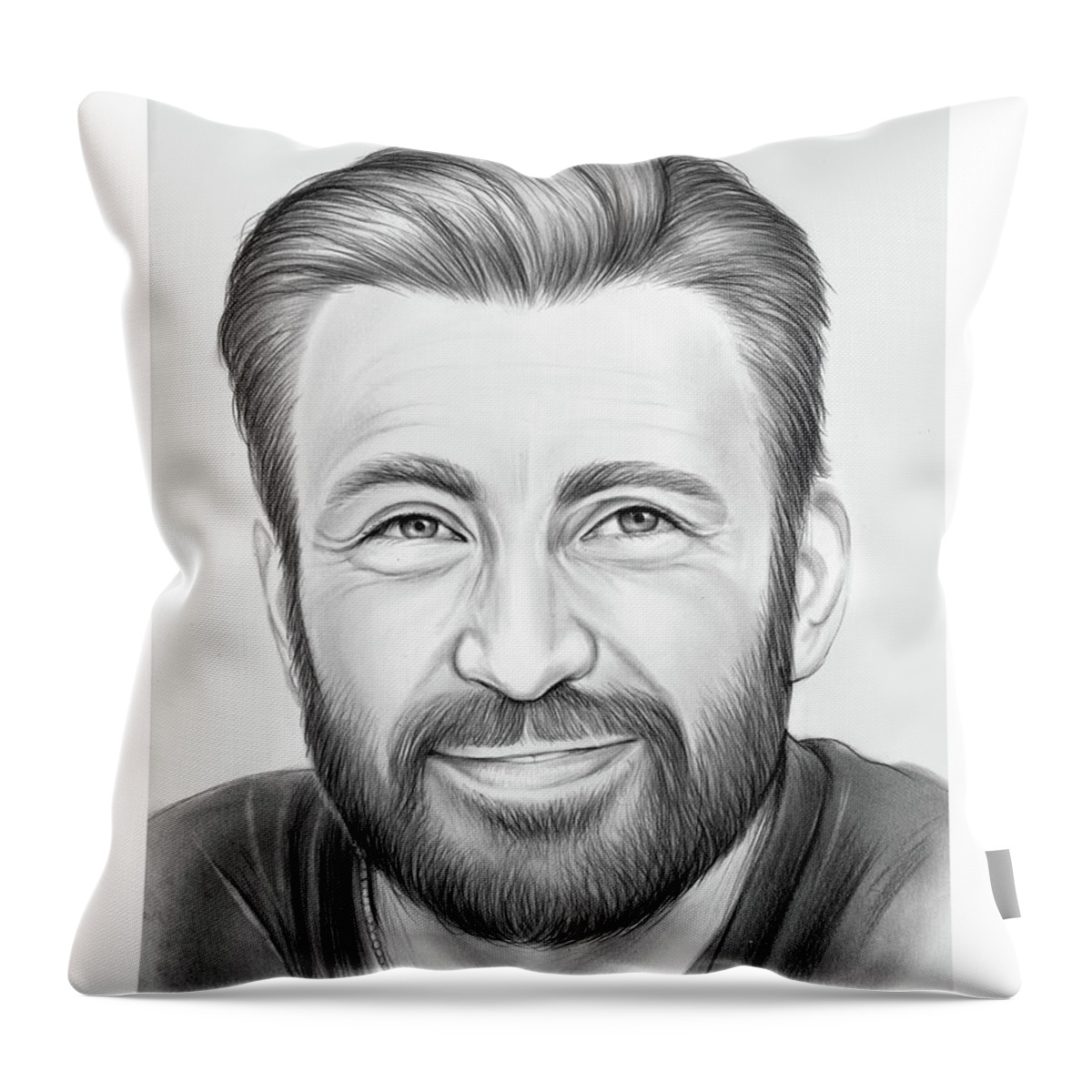 Chris Evans Throw Pillow featuring the drawing Chris Evans - pencil by Greg Joens