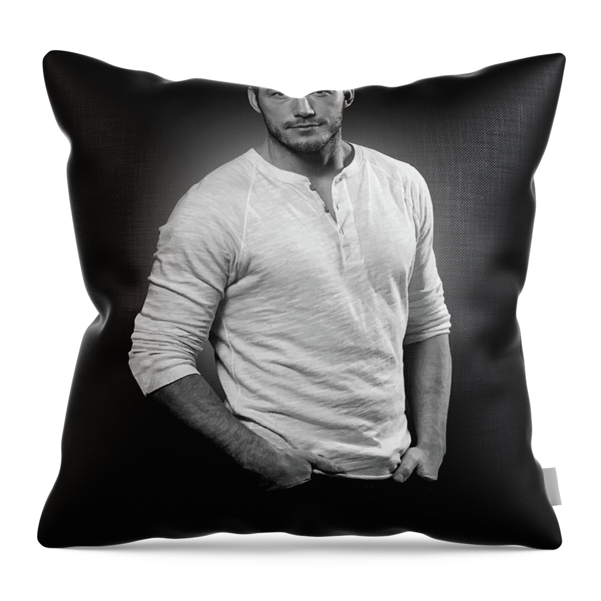 Chris Pratt Throw Pillow featuring the digital art Chris Pratt by Bo Kev