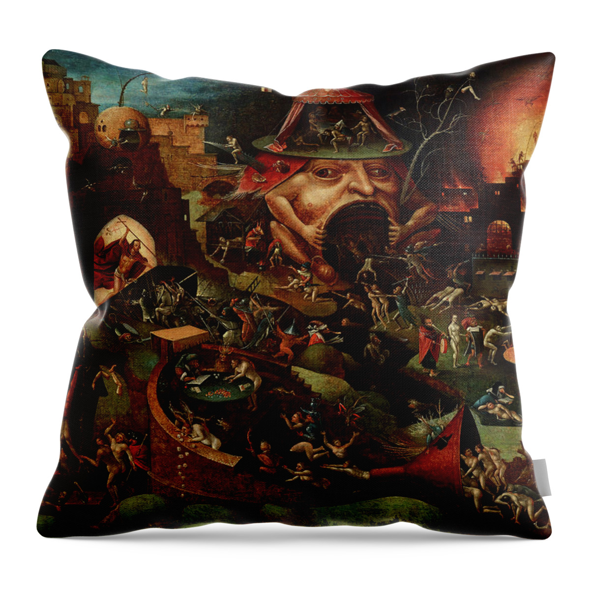 Hieronymus Bosch Throw Pillow featuring the painting Christ In Limbo, 1575 by Hieronymus Bosch