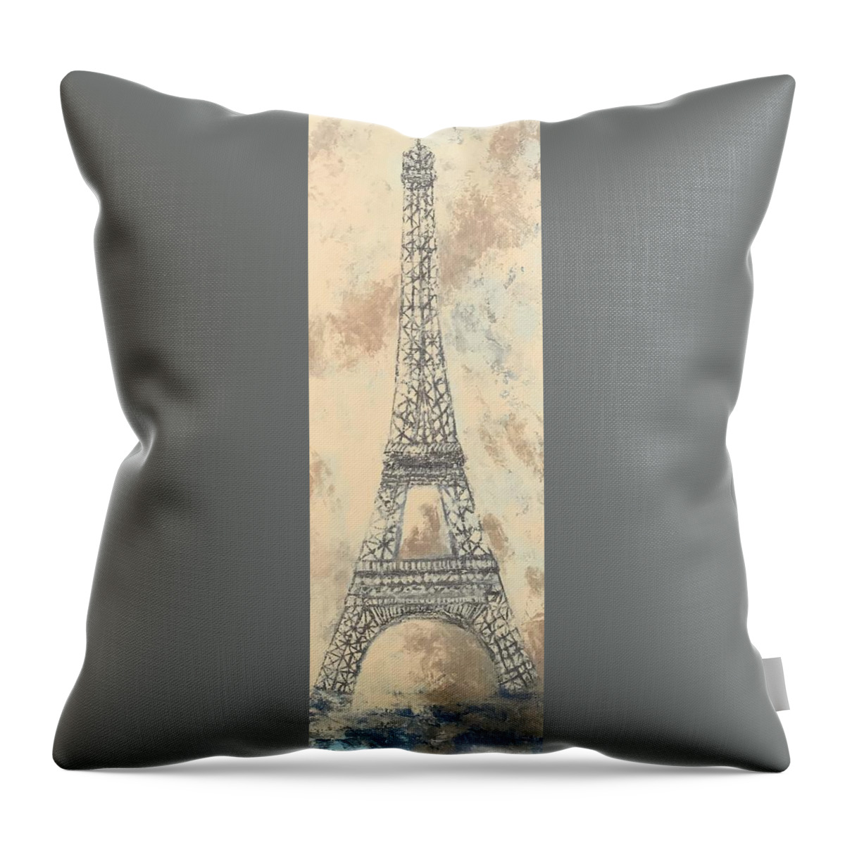 Eiffel Tower Throw Pillow featuring the painting Christian's Paris by Torrie Smiley