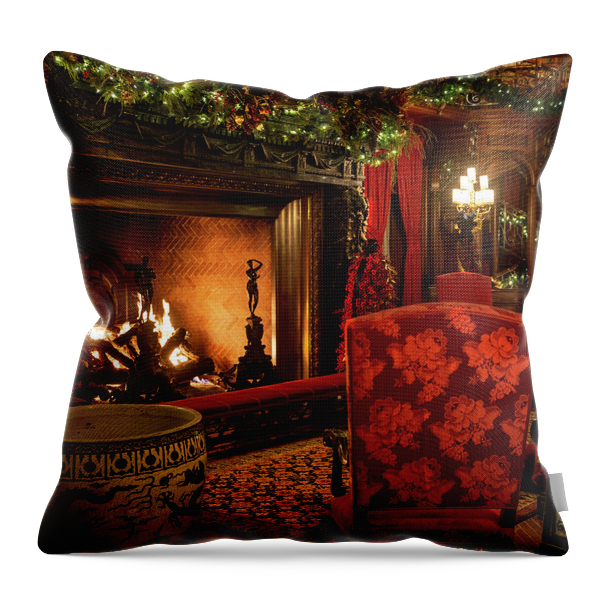 Christmas. Holiday Throw Pillow featuring the photograph Christmas at Biltmore 18 by Diane Lindon Coy