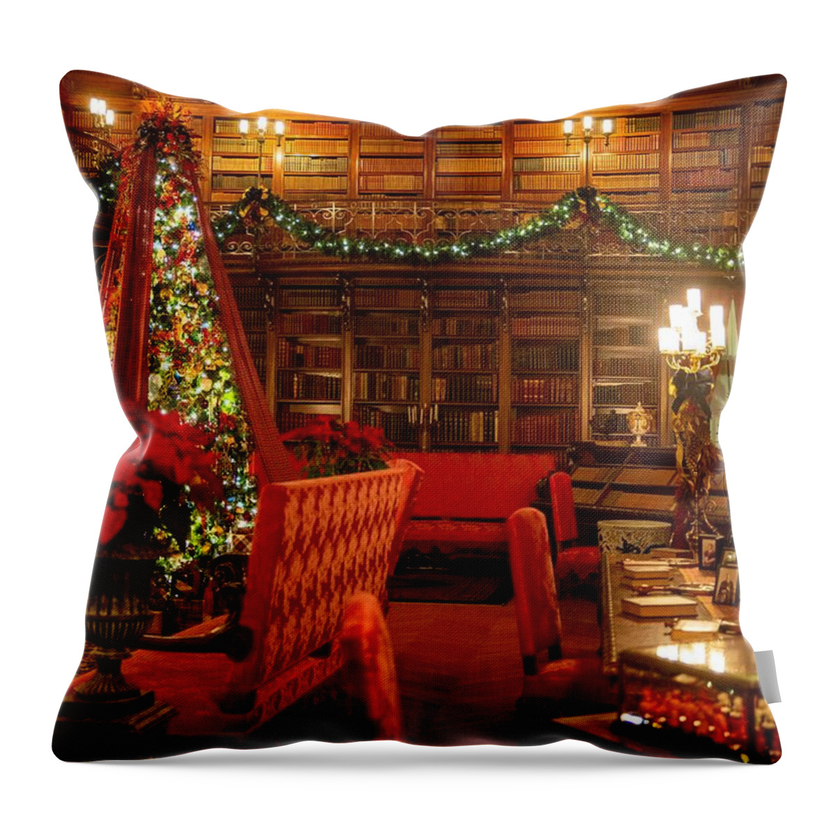 Diane Lindon Coy Throw Pillow featuring the photograph Christmas at Biltmore Four by Diane Lindon Coy