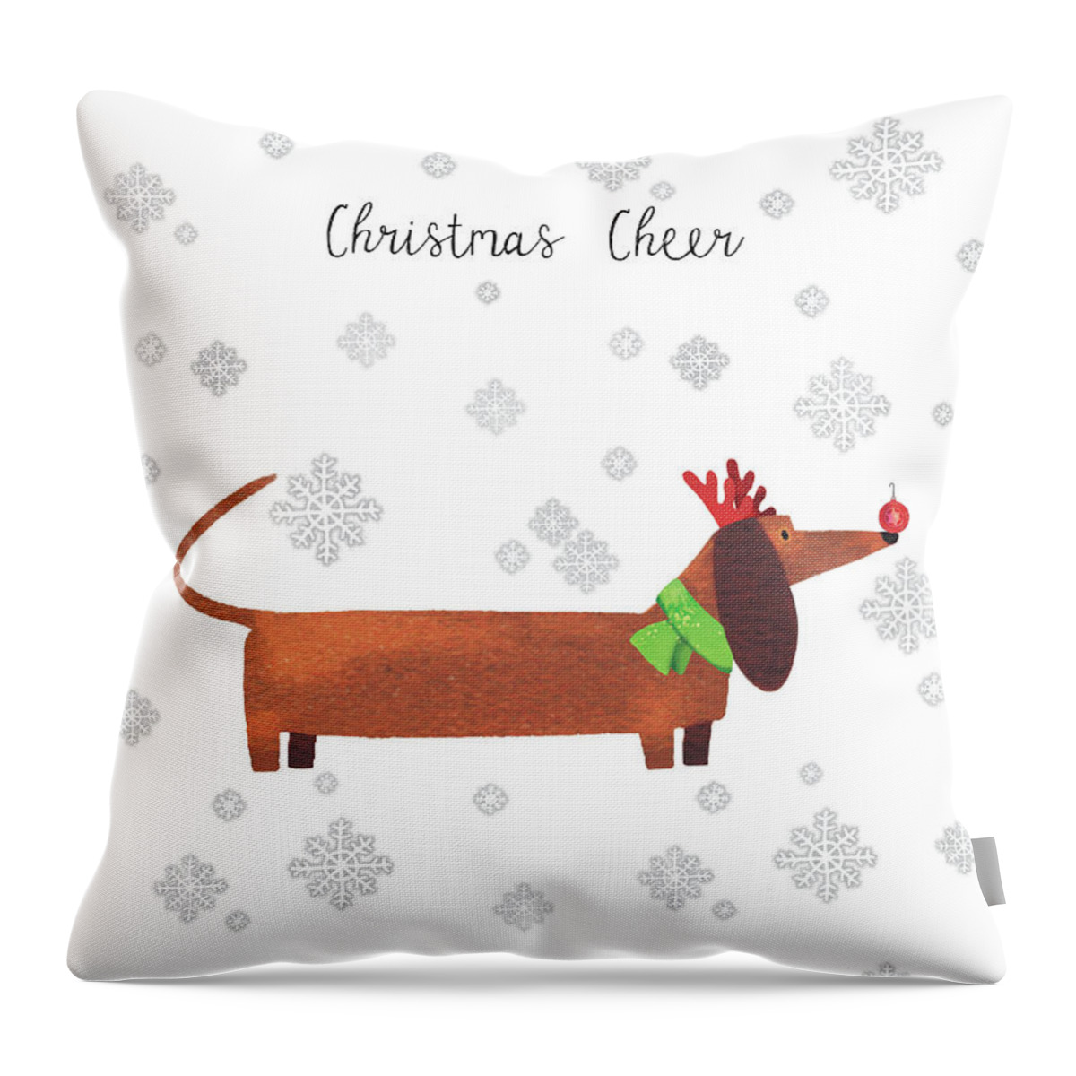Christmas Dogs Throw Pillow featuring the painting Christmas Cheer Doxie by Tracy Herrmann