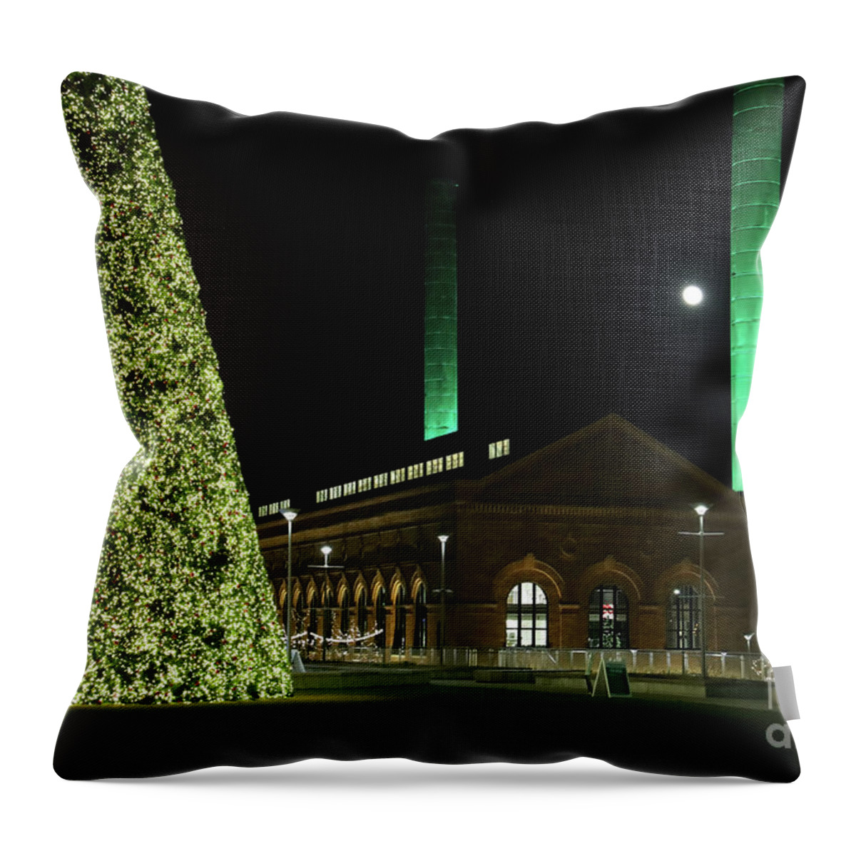 Christmas Throw Pillow featuring the photograph Christmas Decorations Downtown Toledo Ohio 3050 by Jack Schultz