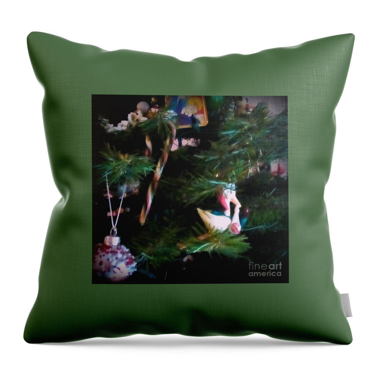 Holiday Throw Pillow featuring the photograph Christmas Ornaments Square by Frank J Casella