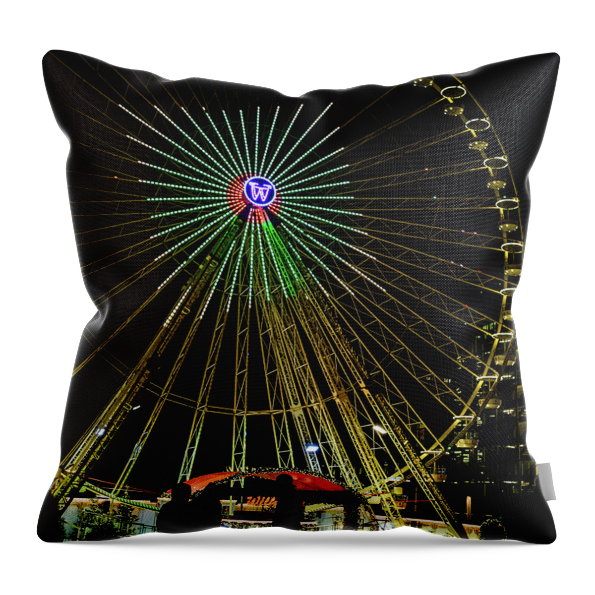 Ferris Wheel Throw Pillow featuring the photograph Christmas Time in Essen by Eva Lechner