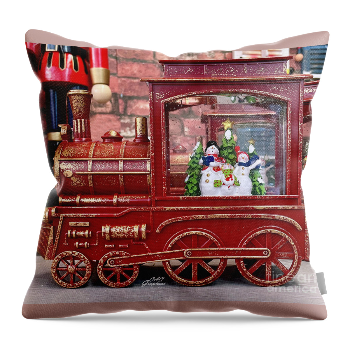 Train Throw Pillow featuring the photograph Christmas Train by CAC Graphics