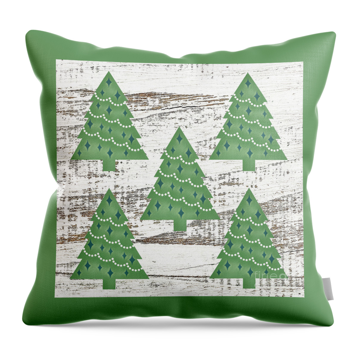 Christmas Trees Throw Pillow featuring the mixed media Christmas Trees by Tina LeCour