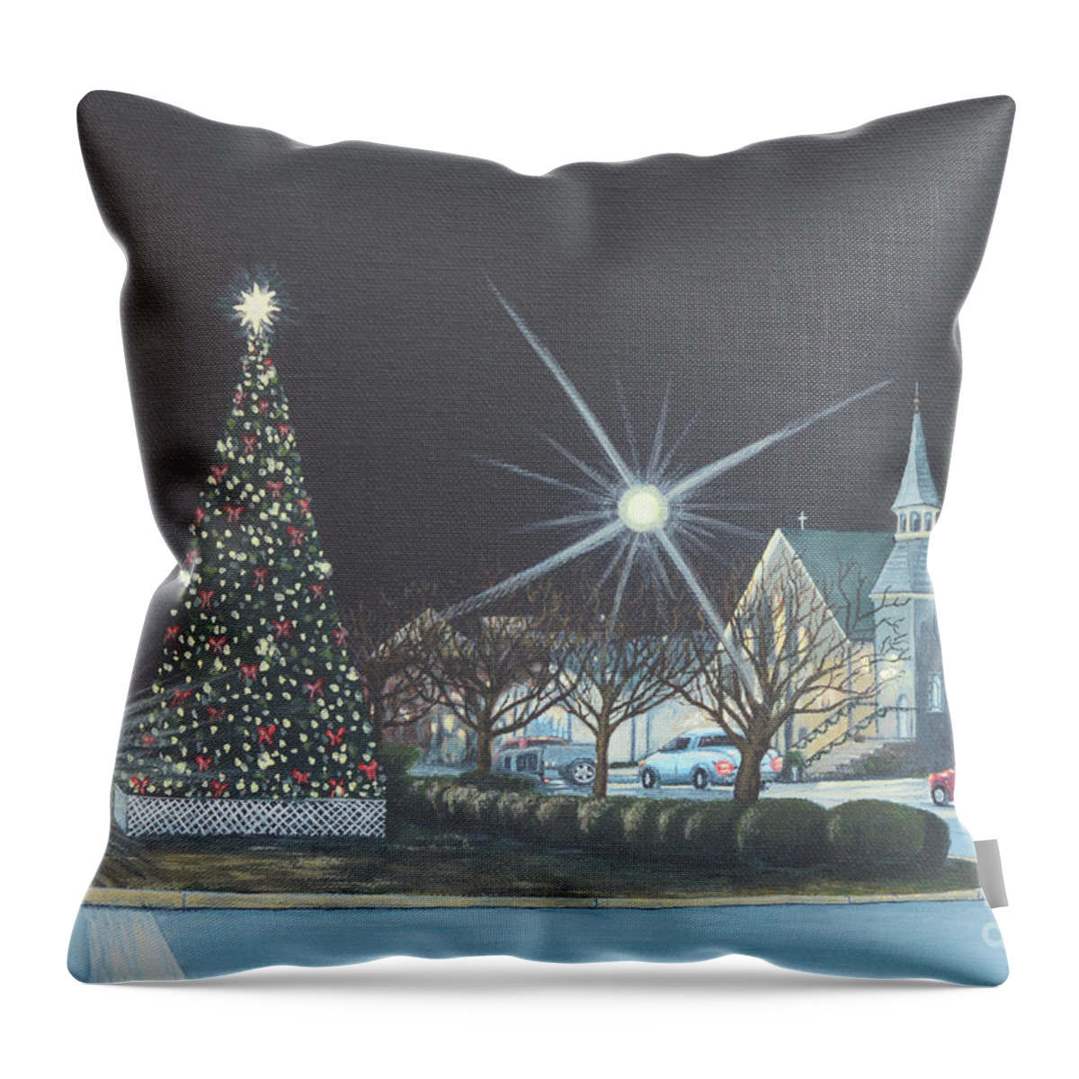 Christmastime Throw Pillow featuring the painting Christmastime in Leonardtown by Aicy Karbstein