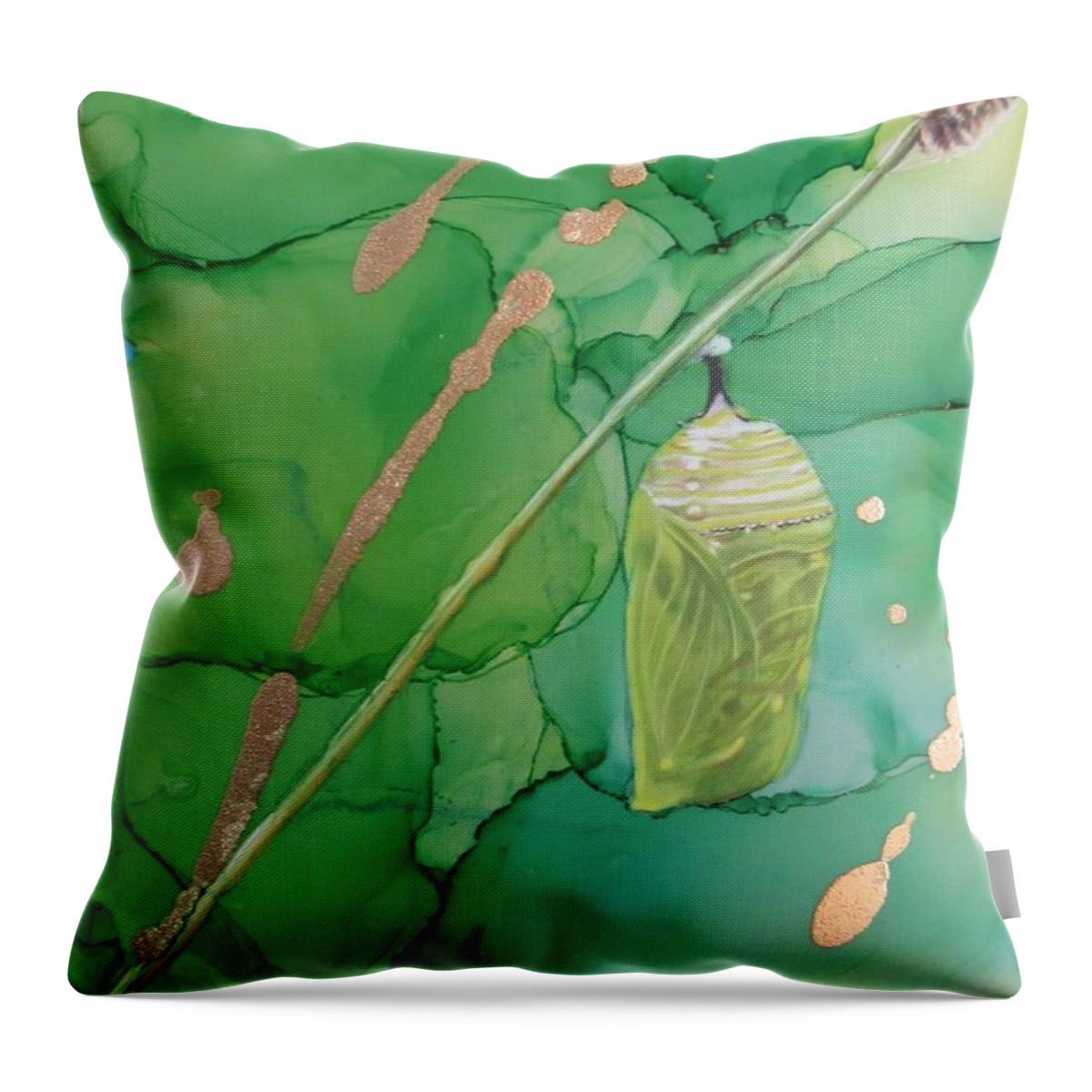  Throw Pillow featuring the drawing Chrysalis by Kelly Speros