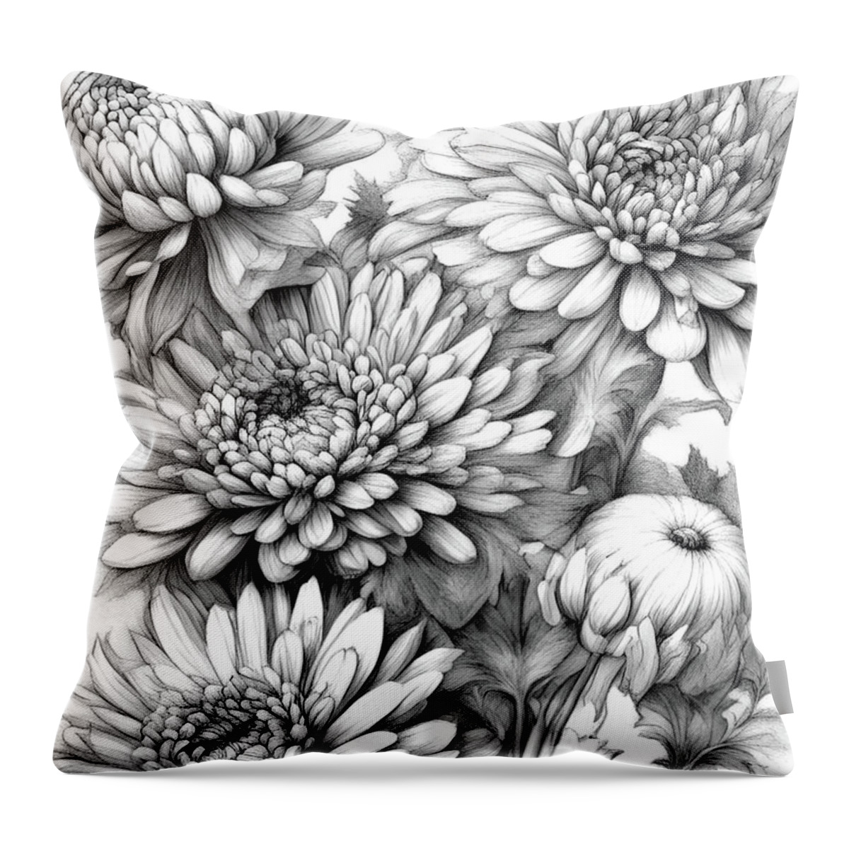 Chrysanthemum Throw Pillow featuring the digital art Chrysanthemum Paint a Sketch by Delynn Addams
