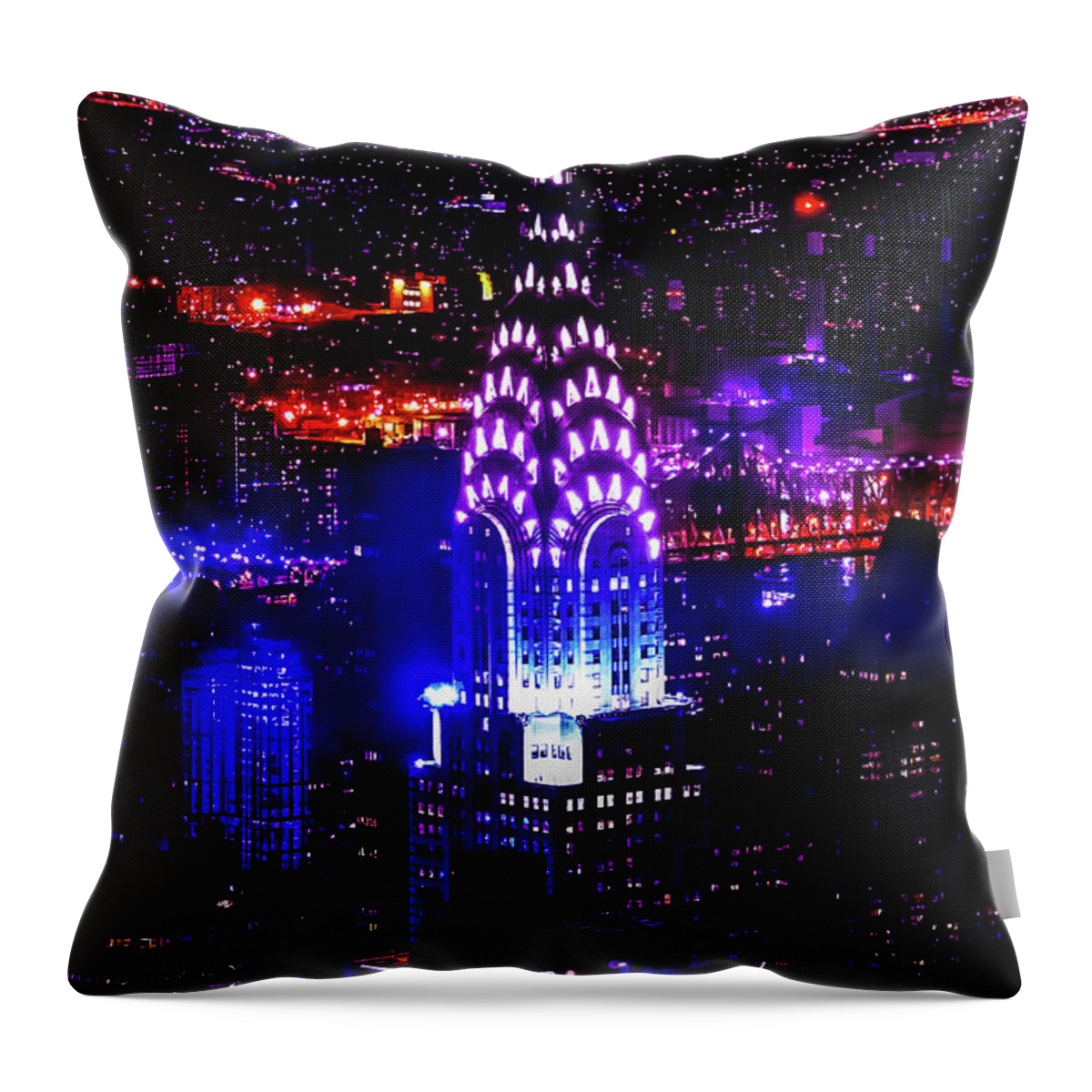 New York City Throw Pillow featuring the photograph Chrysler Lights by Az Jackson