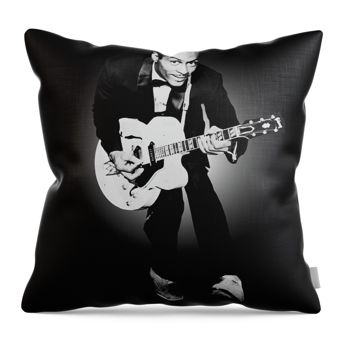 Chuck Berry Throw Pillow featuring the digital art Chuck Berry by Bo Kev