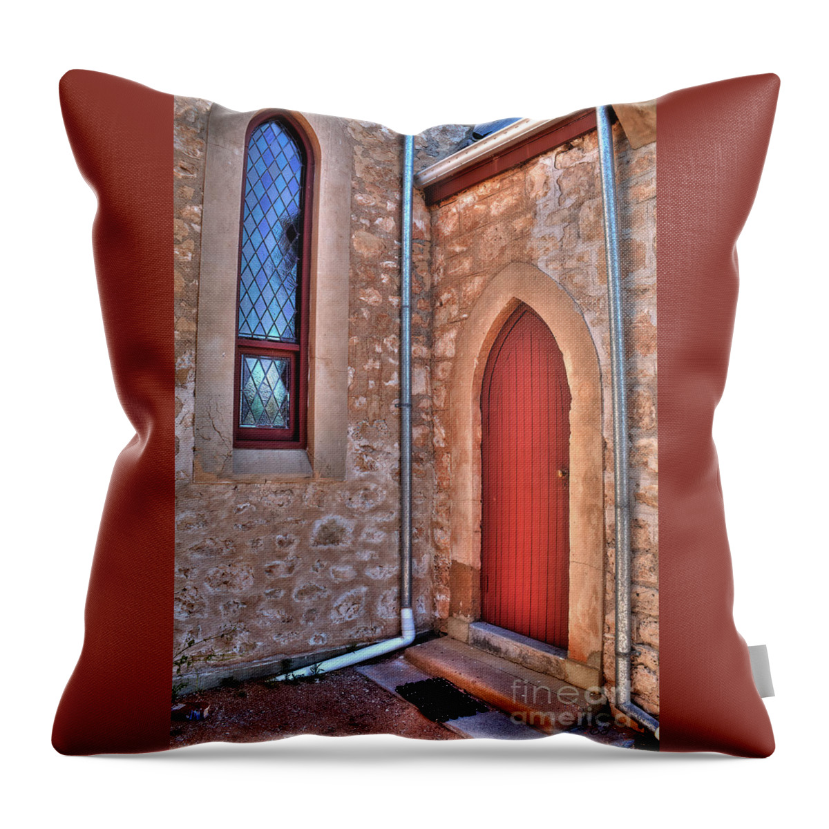 Church Throw Pillow featuring the photograph Church Door and Window by Elaine Teague