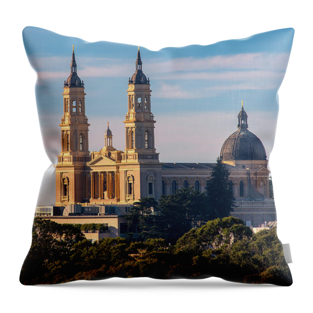 Building Throw Pillow featuring the photograph Church in the Sky by Laura Macky