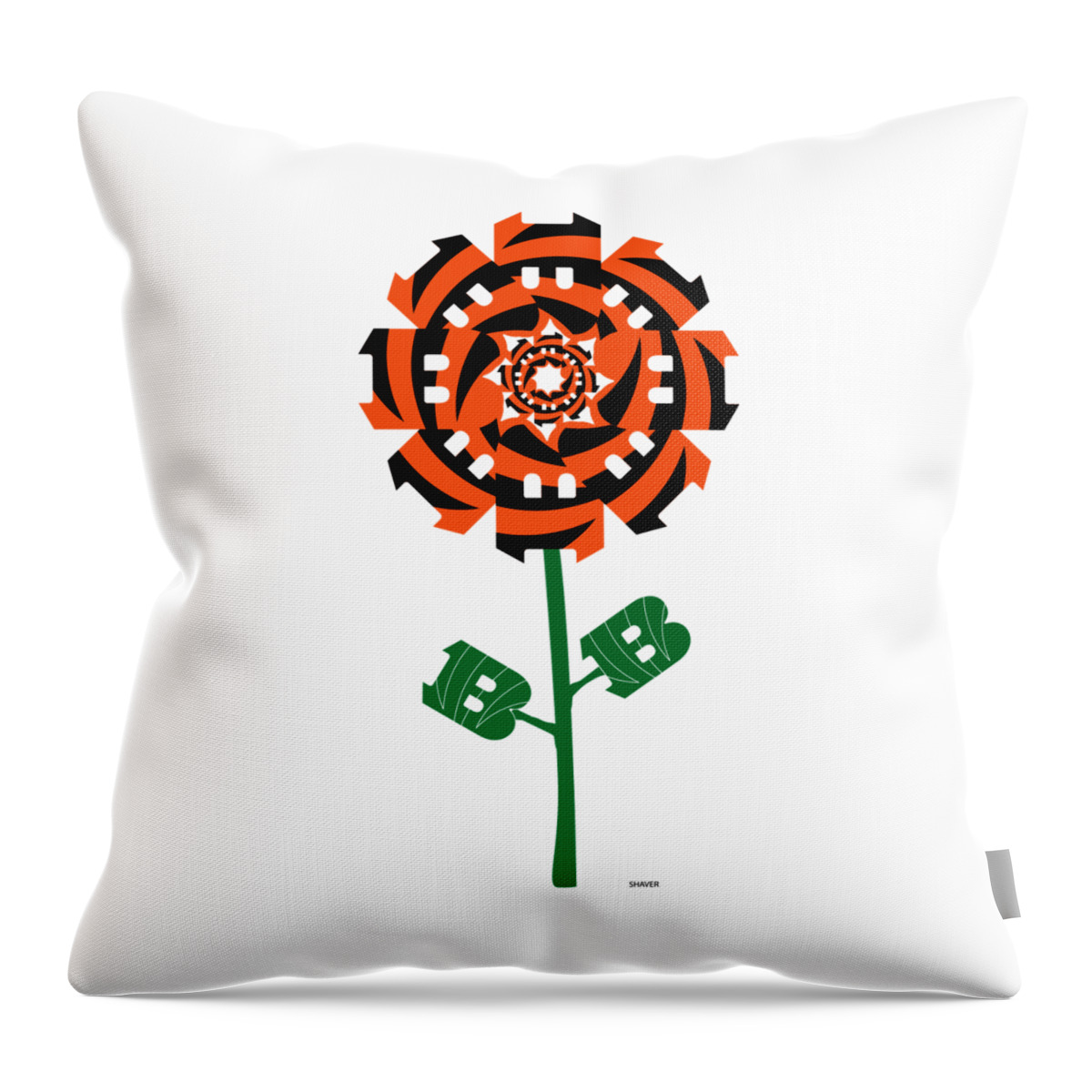 Nfl Throw Pillow featuring the digital art Cincinatti Bangels - NFL Football Team Logo Flower Art by Steven Shaver