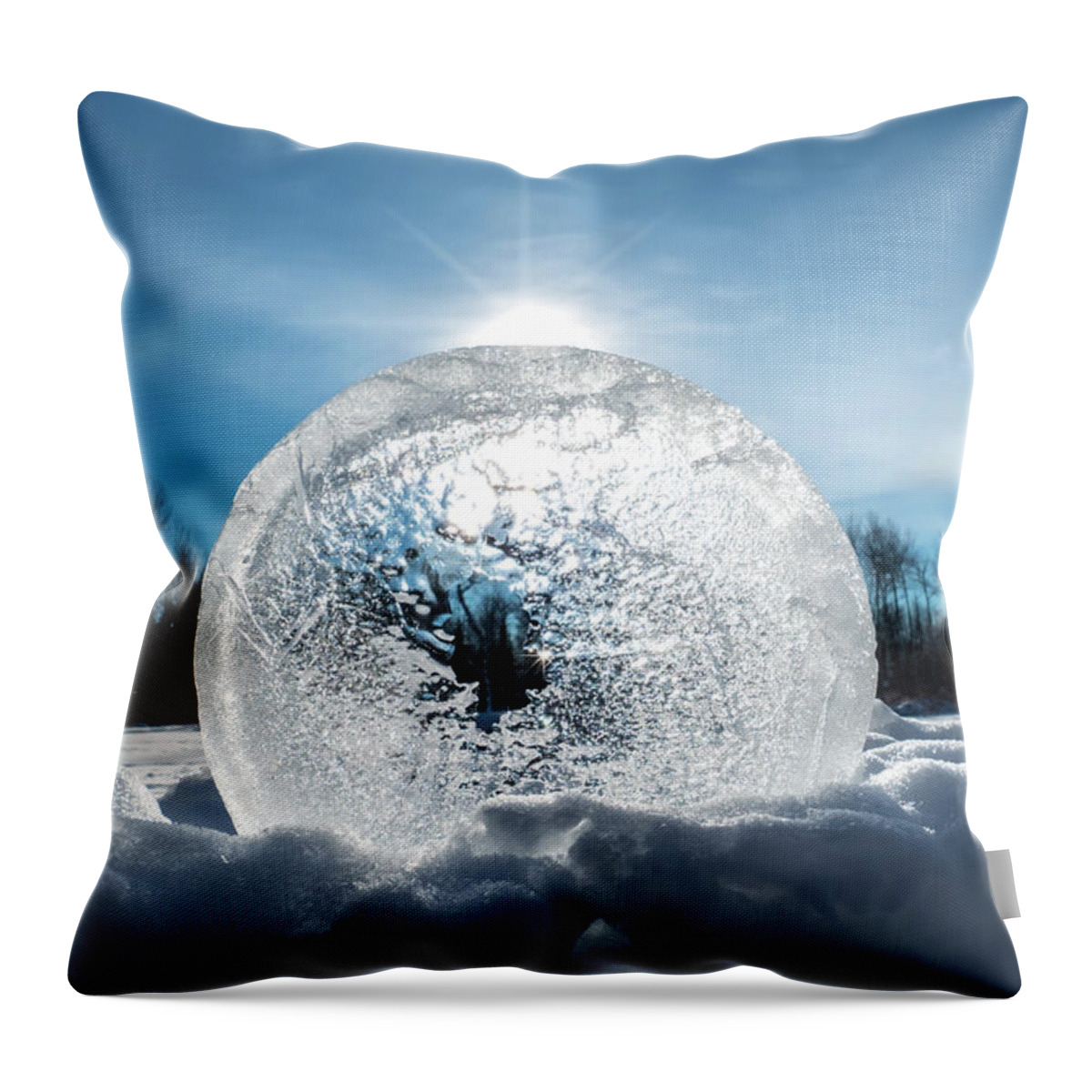 Frozen Water Throw Pillow featuring the photograph Circle of Frozen Water by Sandra J's