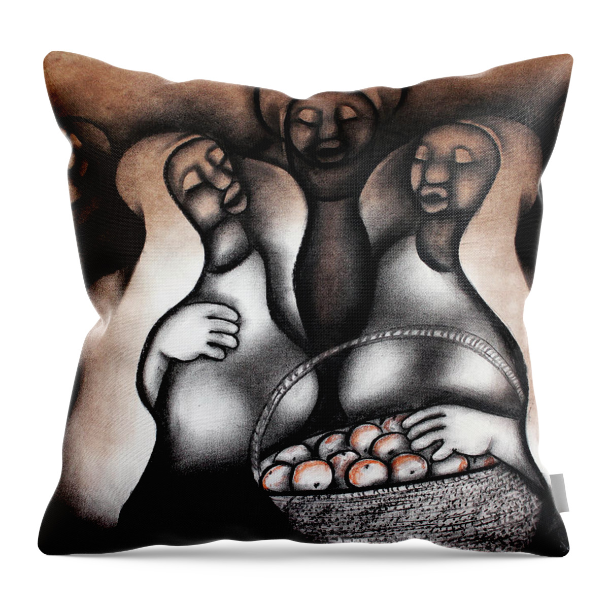 Moa Throw Pillow featuring the painting Circle Of Hope by David Mbele