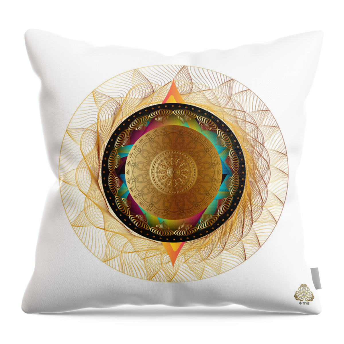 Abstract Graphic Mandala Throw Pillow featuring the digital art Circumplexical No 4113 by Alan Bennington