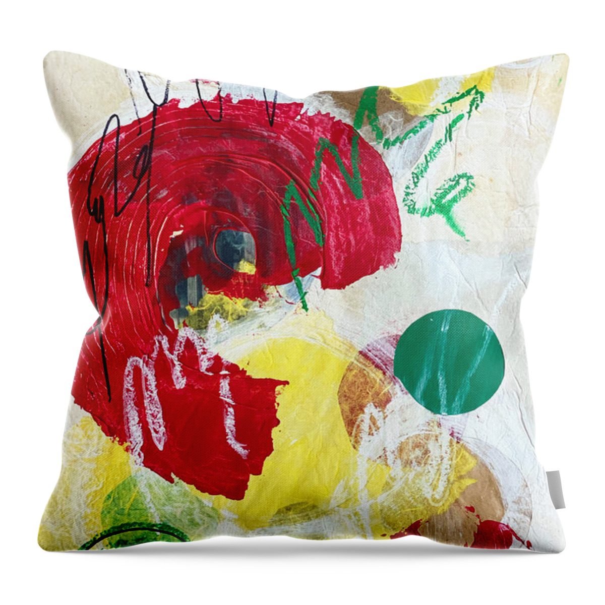 Mixed Media Collage Throw Pillow featuring the mixed media Circus in my Mind by Jessica Levant