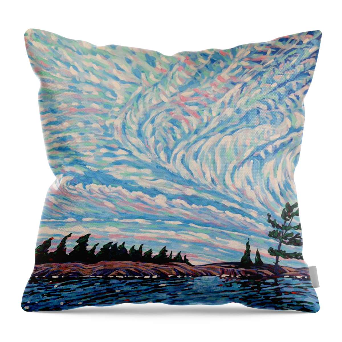 2515 Throw Pillow featuring the painting Cirrus Sky Script by Phil Chadwick