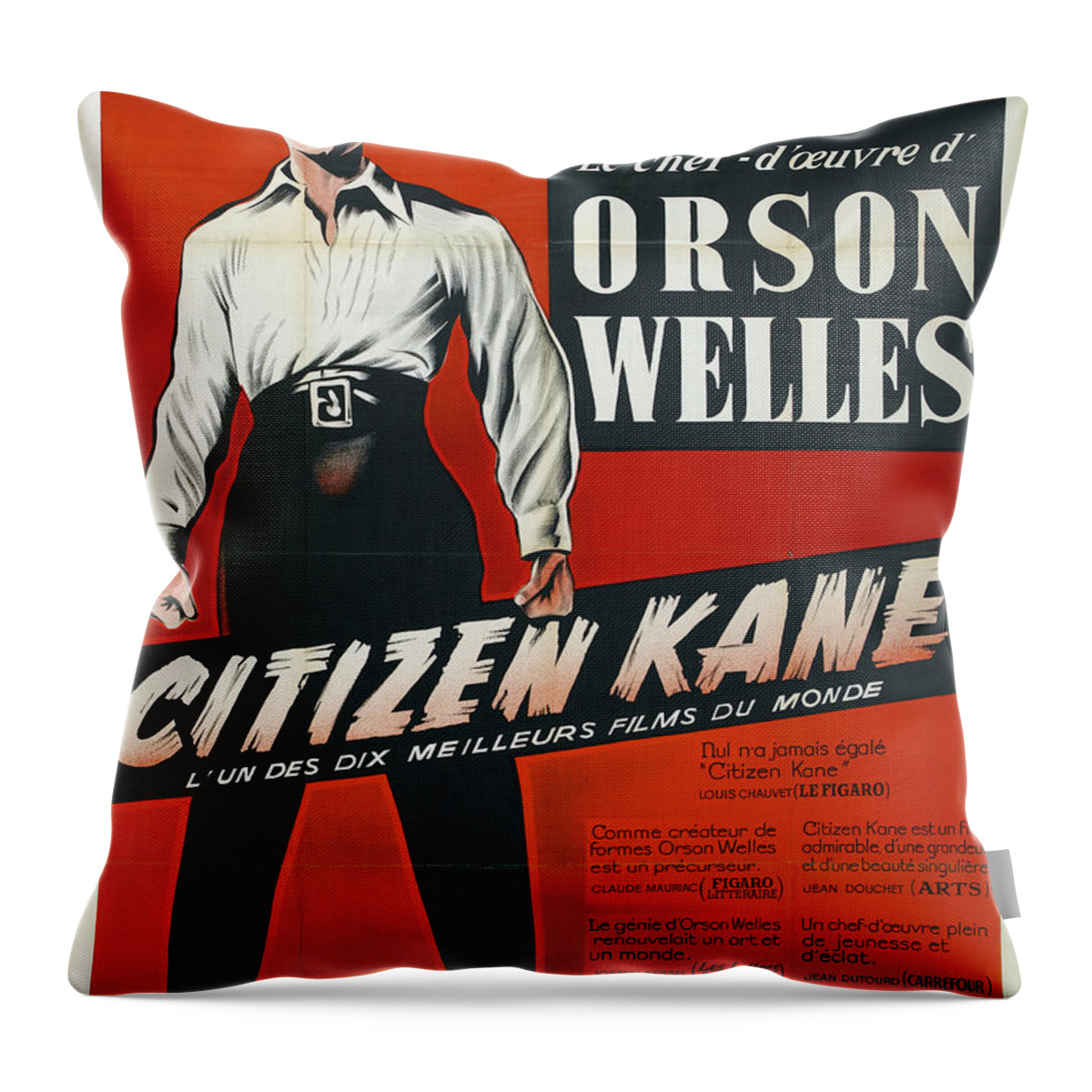Citizen Throw Pillow featuring the mixed media ''Citizen Kane'' 5, with Orson Welles, 1941 #1 by Movie World Posters