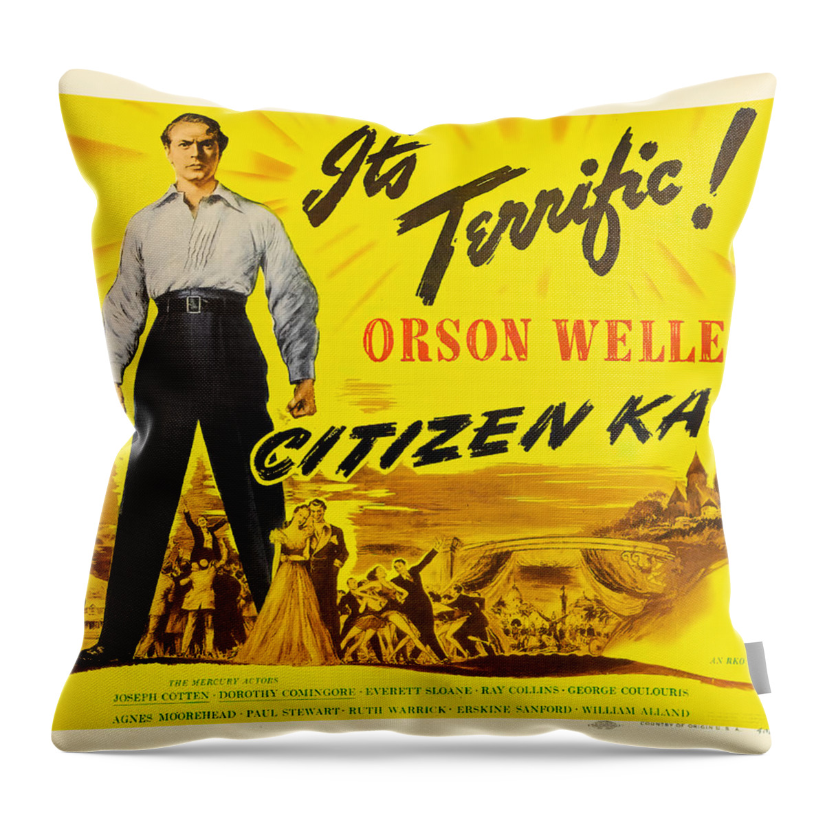 Citizen Throw Pillow featuring the mixed media ''Citizen Kane'', with Orson Welles, 1941 by Movie World Posters