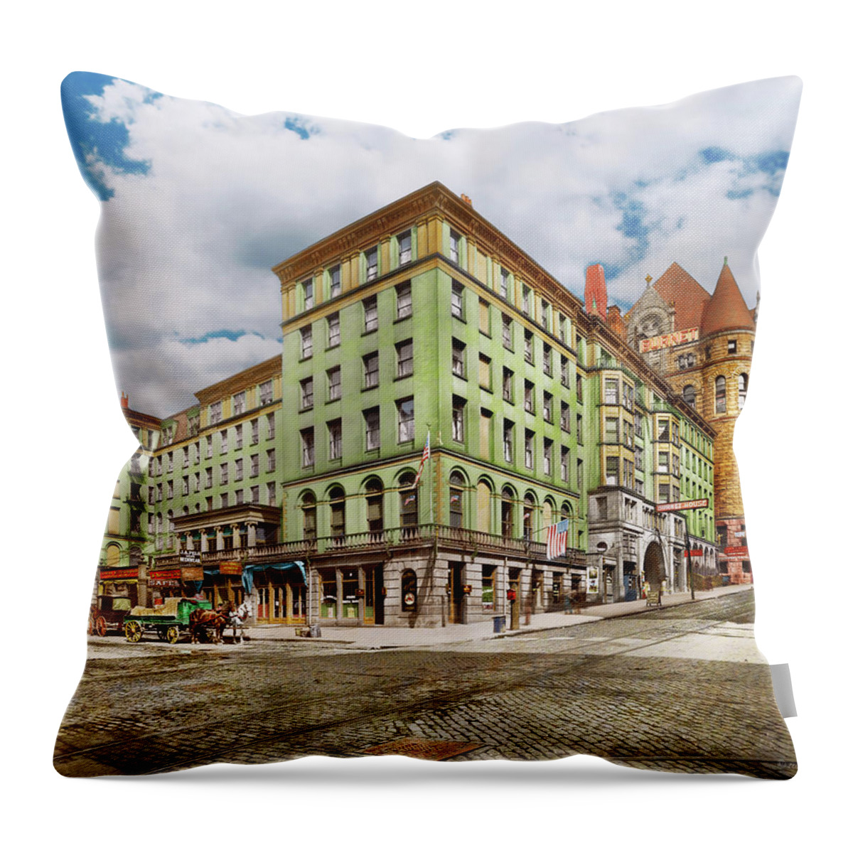 Cincinnati Throw Pillow featuring the photograph City - Cincinnati, OH - The Burnet House 1908 by Mike Savad