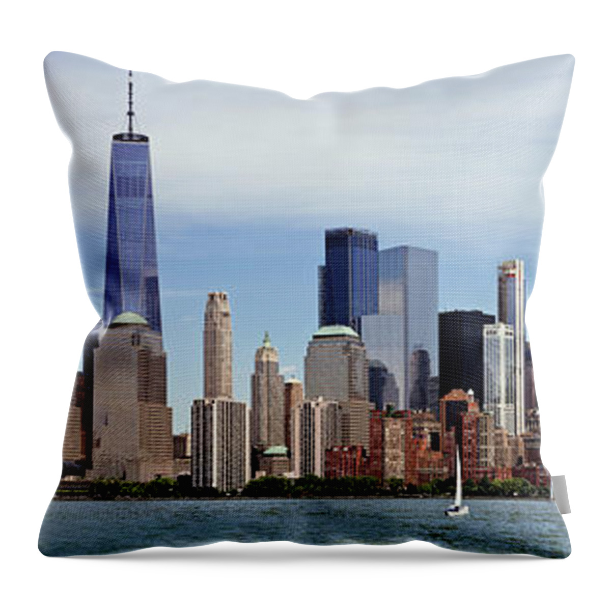 New York Throw Pillow featuring the photograph City - New York, NY - The New York skyline from 2019 by Mike Savad