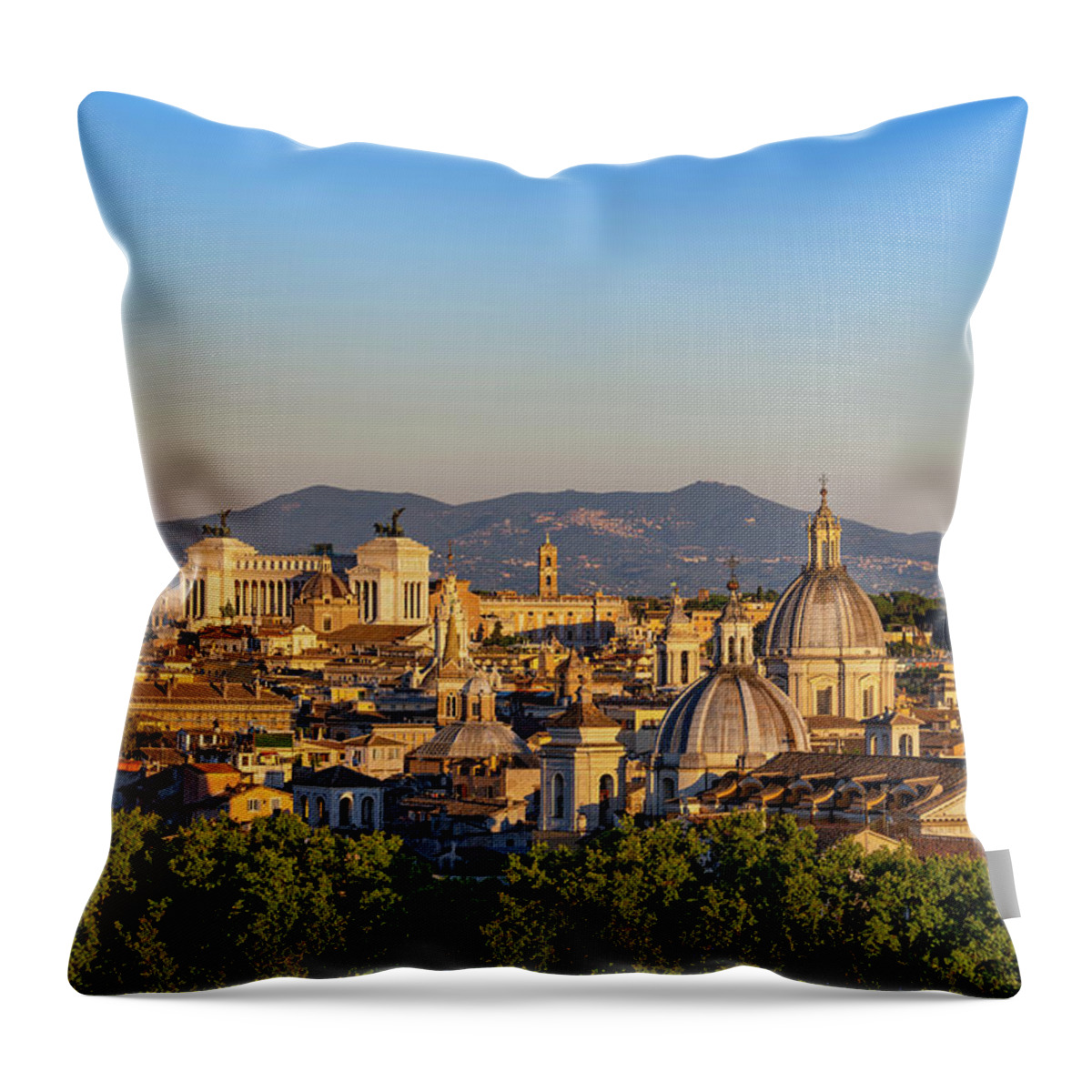Rome Throw Pillow featuring the photograph City Of Rome Sunset Cityscape In Italy by Artur Bogacki