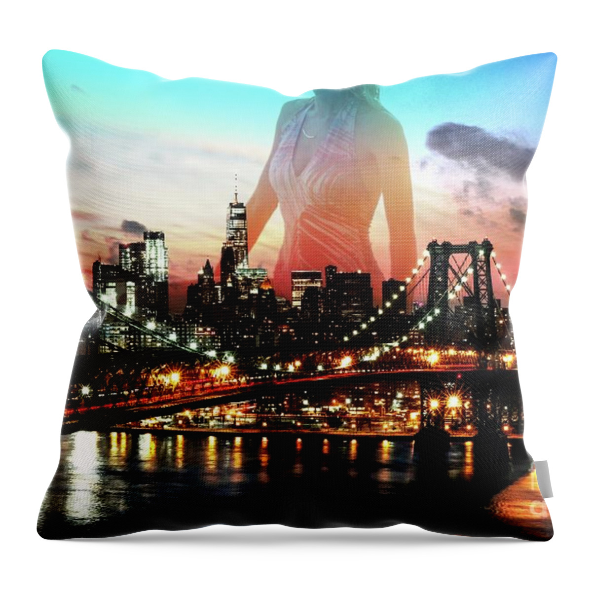 Dance Throw Pillow featuring the mixed media City Woman by Yvonne Padmos