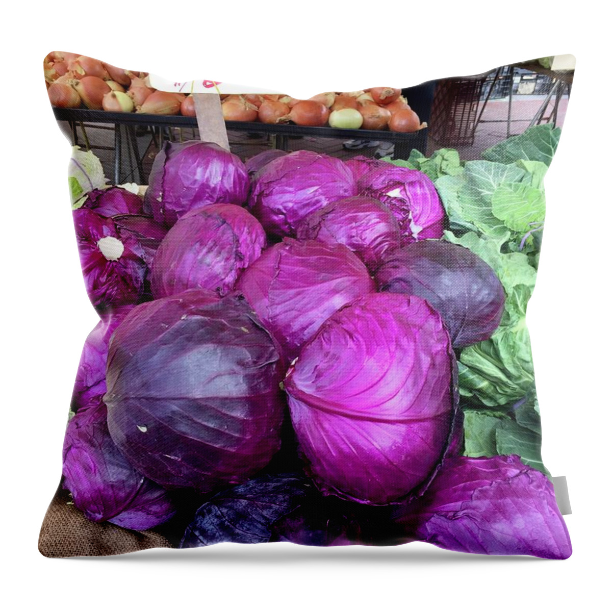 Civic Center Throw Pillow featuring the photograph Civic Center Farmers Market 1-2 by J Doyne Miller