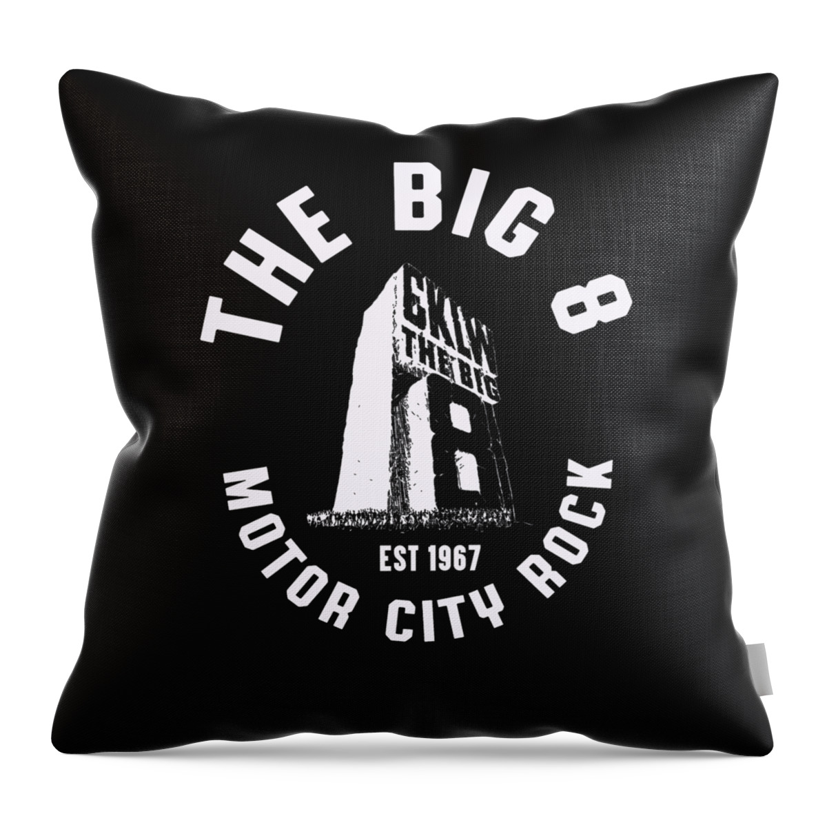 Cklw Thebig8 Radio Throw Pillow featuring the digital art CKLW The Big 8 Motor City Rock white by Thomas Leparskas