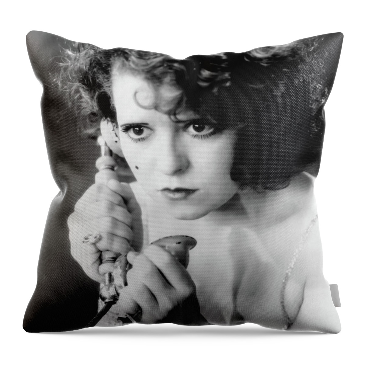 Clara Bow Throw Pillow featuring the photograph Clara Bow The Wild Party 1929 by Sad Hill - Bizarre Los Angeles Archive