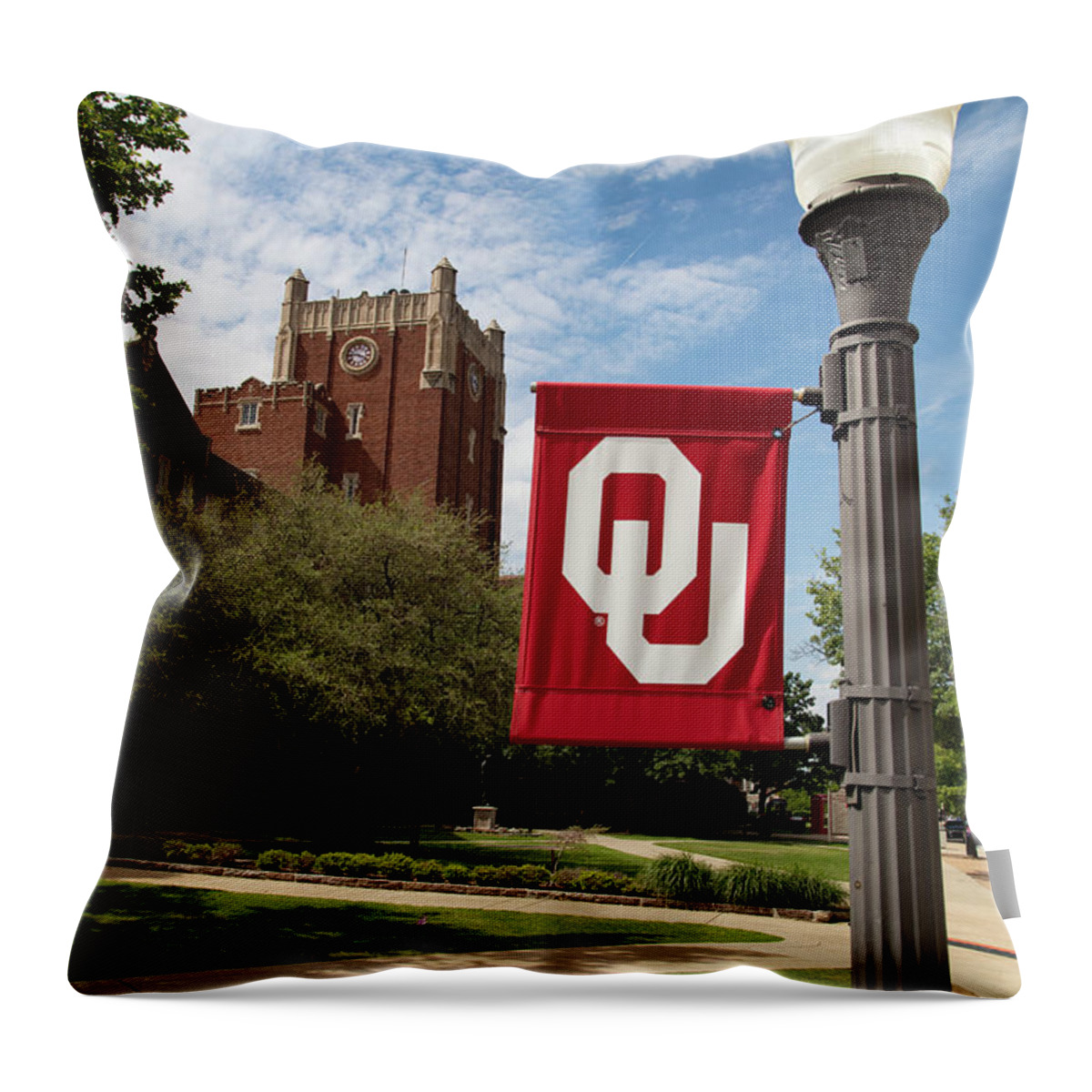Big 12 Throw Pillow featuring the photograph Clara E. Jones Administration at University of Oklahoma by Eldon McGraw