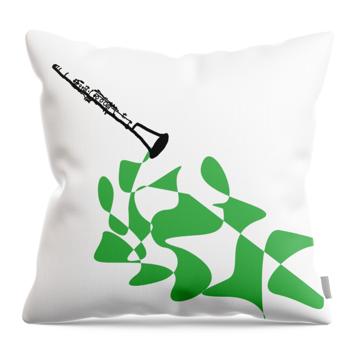 Clarinet Teacher Throw Pillow featuring the digital art Clarinet in Green by David Bridburg