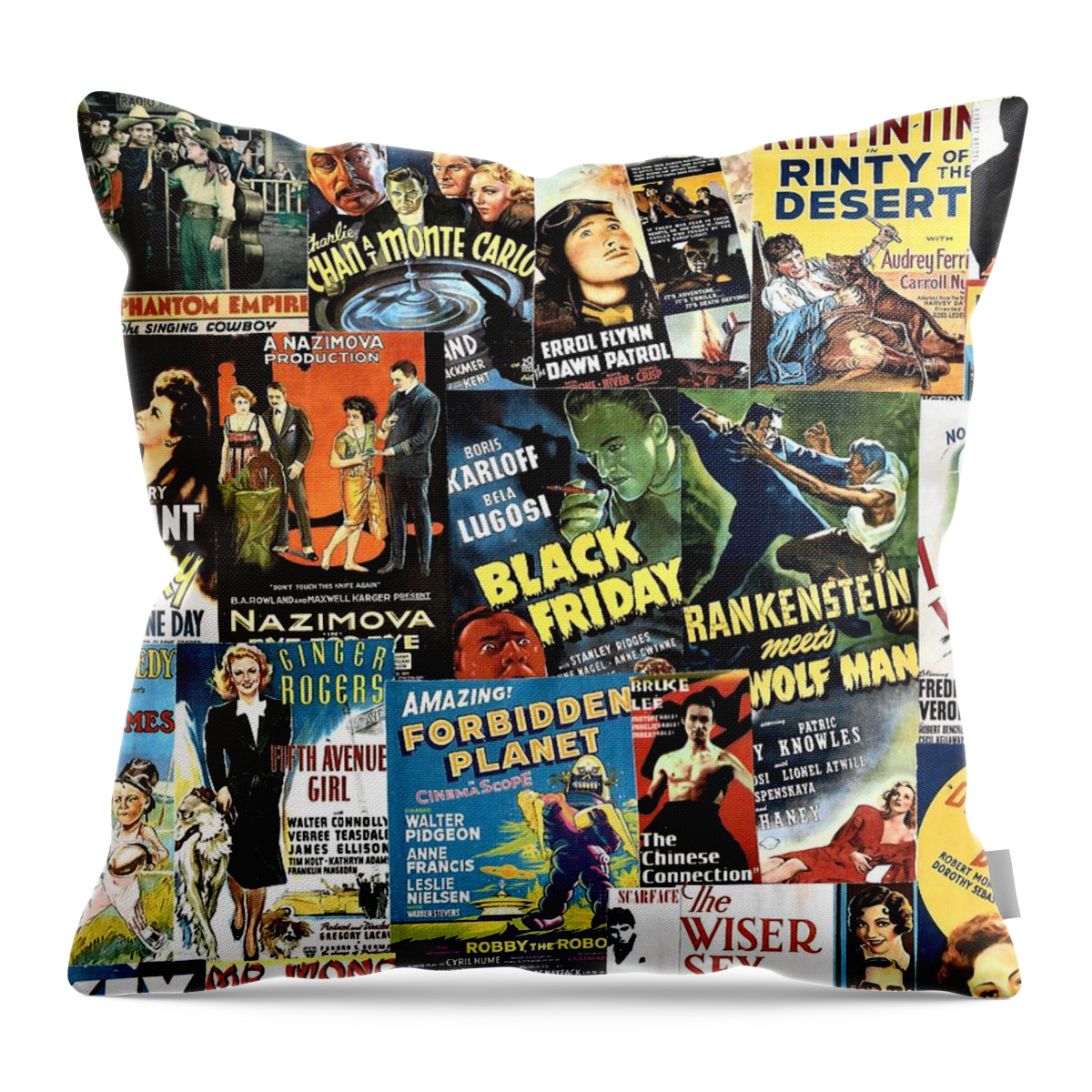 Collage Throw Pillow featuring the painting Classic Movie Poster Collage 9 by Doug Siegel