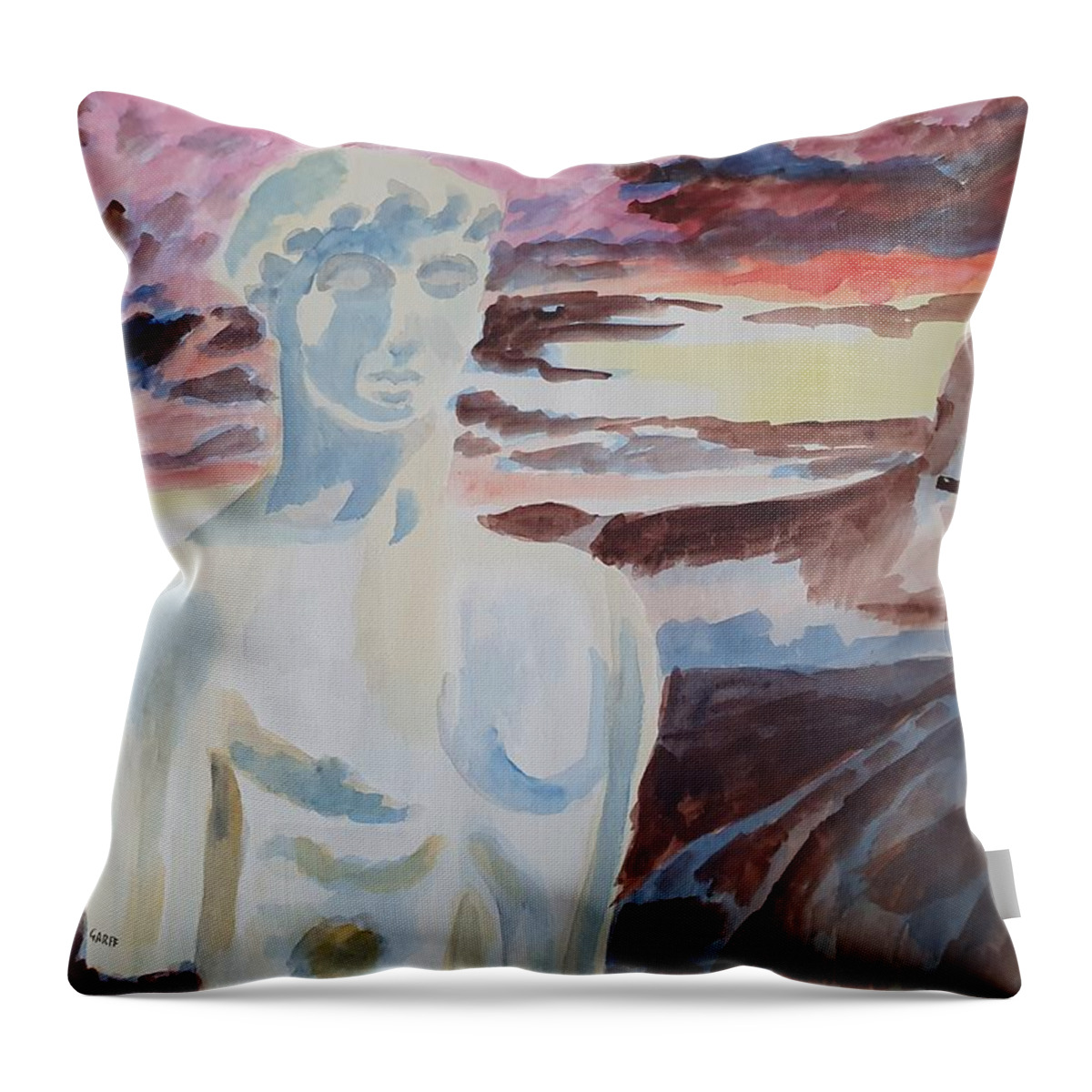 Masterpiece Paintings Throw Pillow featuring the painting Classical Sunset by Enrico Garff